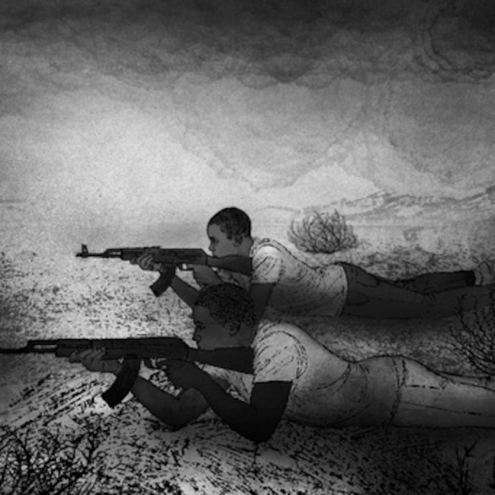 Estos testimonios ponen de manifiesto los peligros a los que se enfrentan decenas de miles de niños que, según se cree, han sido reclutados para la guerra por todas las partes en conflicto. (Ilustración de AP / Peter Hamlin)