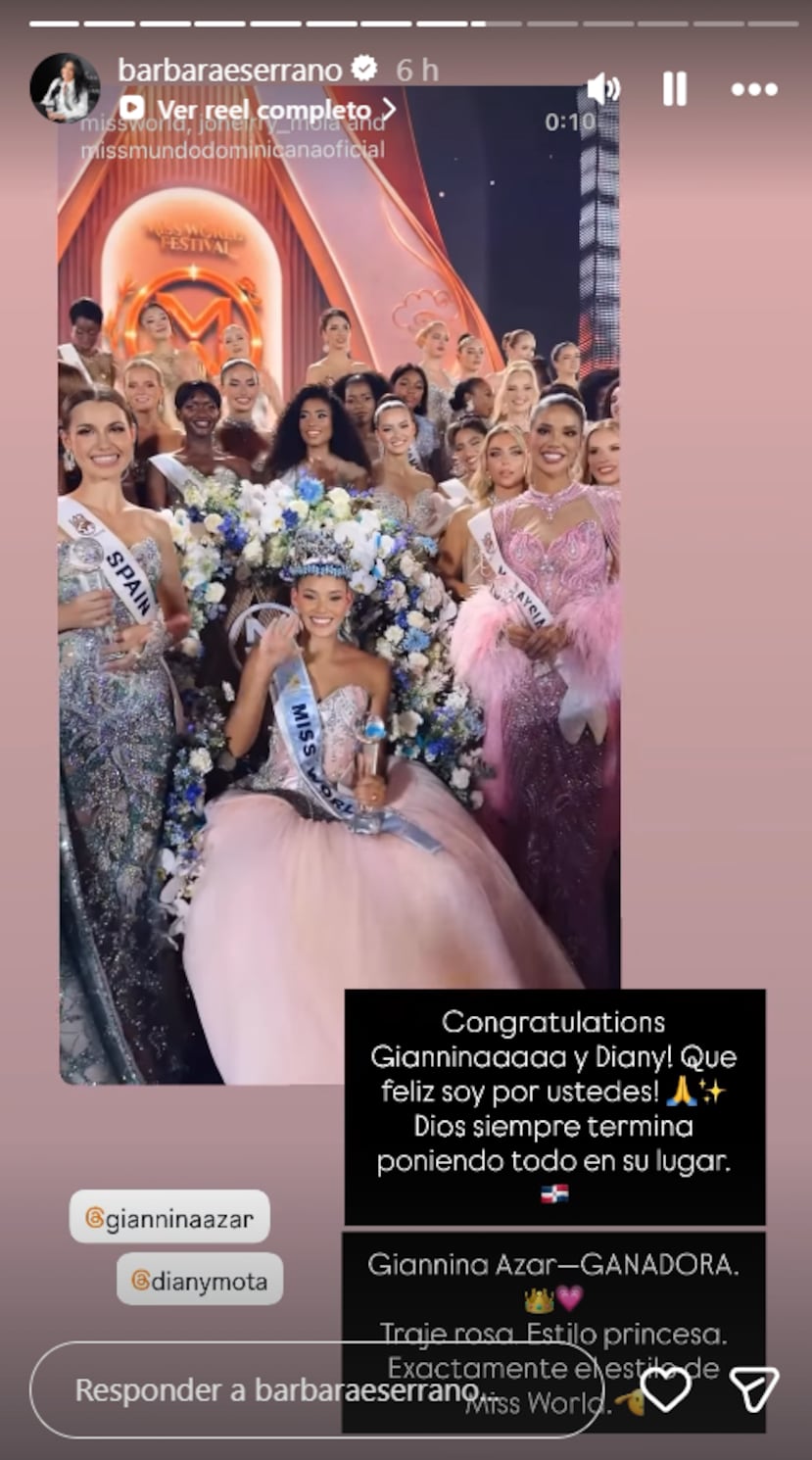 Publicación de Bárbara Serrano en Instagram.