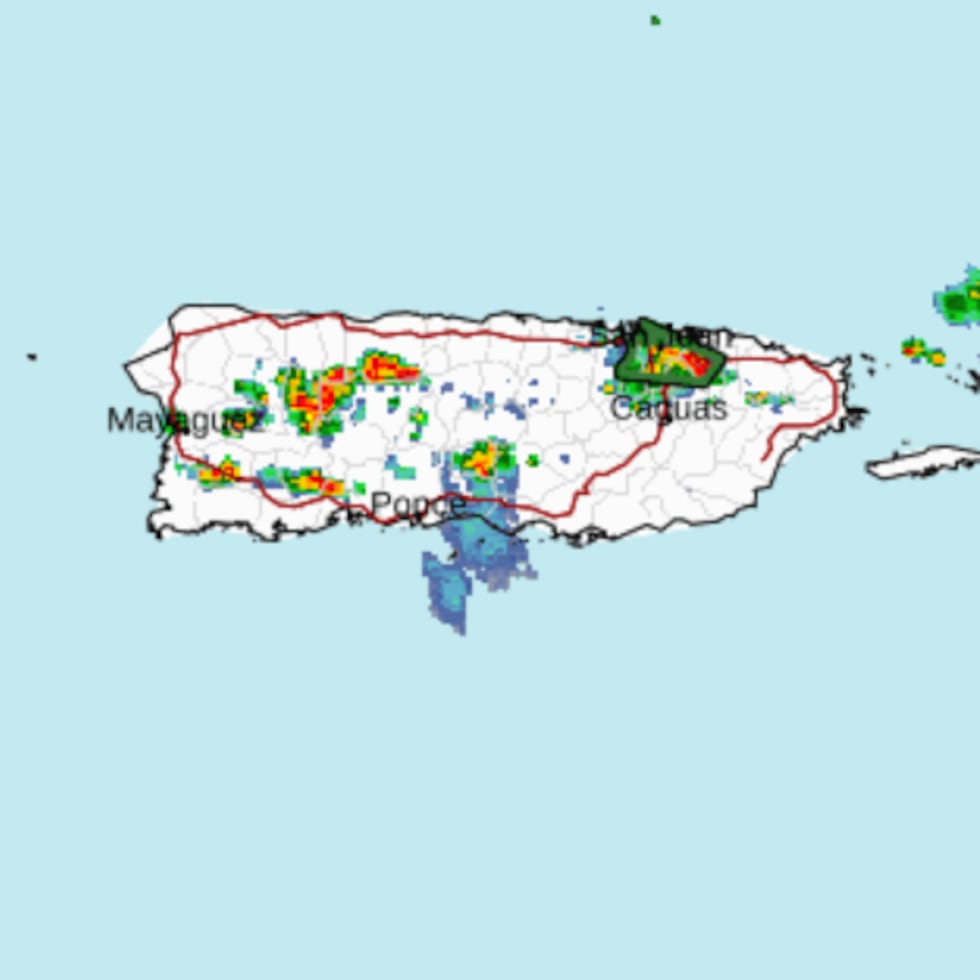 Foto del radar del Servicio Nacional de Meteorología a eso de las 1:50 de la tarde del lunes, 19 de octubre de 2026.