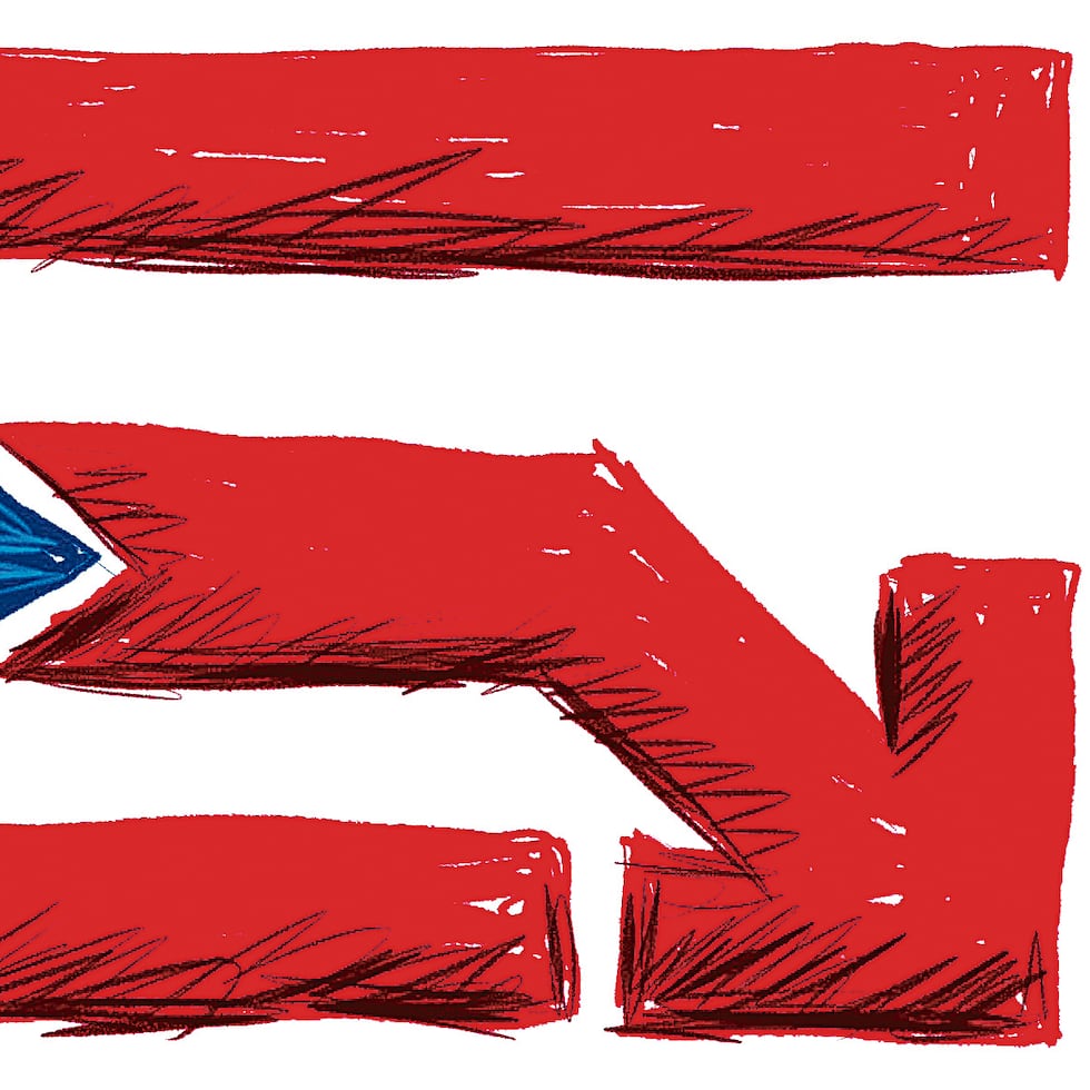 Representación de la situación económica de Puerto Rico reflejada en el símbolo patrio. Ilustración de Gustavo R. Rivera. Archivo El Nuevo Día (07/6/14).