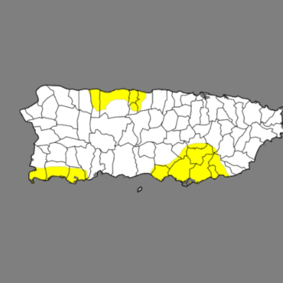 Mapa del Monitor de Sequía de Estados Unidos (USDM, en inglés), que muestra las zonas de Puerto Rico bajo condiciones atípicamente secas.