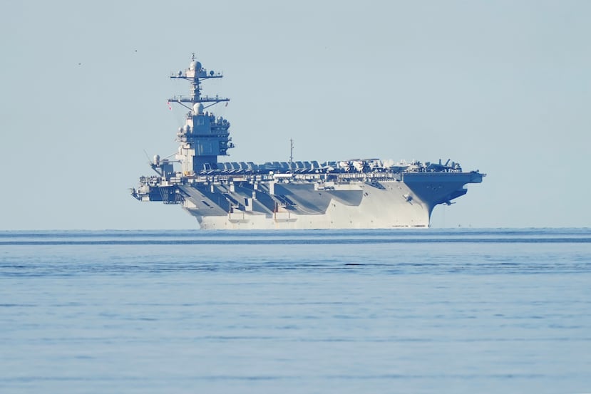 Foto de archivo del portaaviones estadounidense USS Gerald R. Ford, el buque de guerra más avanzado del mundo, que se dirigía este miércoles al estrecho de Gibraltar para participar en un posible ataque a Irán, fotografiado el 24 de mayo de 2023 en Jeloya, Noruega. EFE/EPA/Terje Pedersen NORWAY OUT