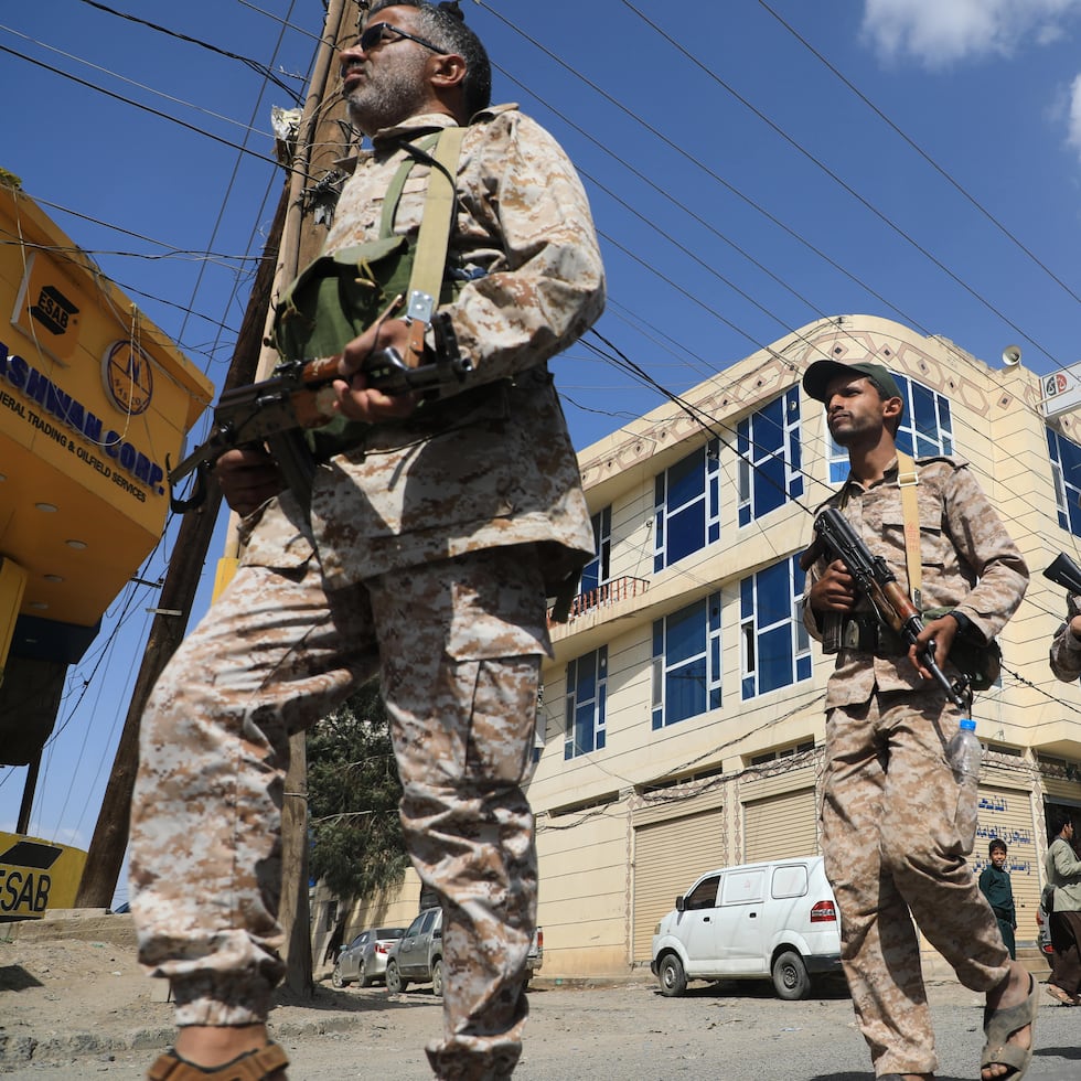 Yemen's Houthi rebels march during a mobilization campaign in Sanaa, Yemen, Thursday, Sept. 10, 2026. (AP Photo)