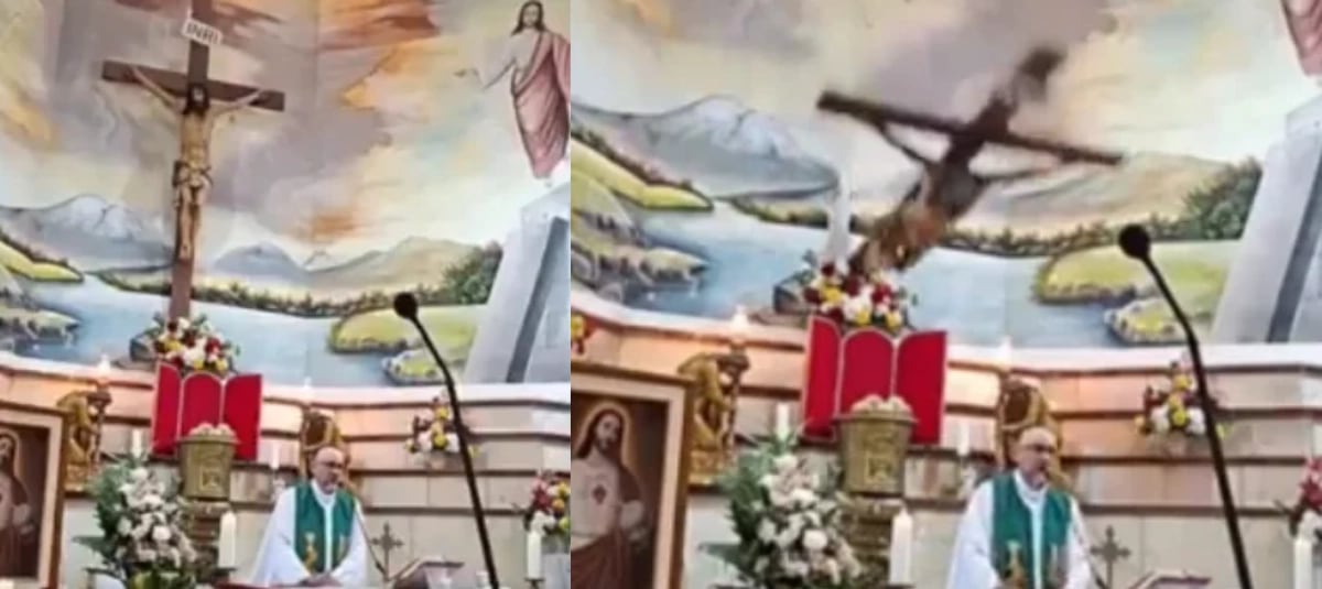 Sacerdote murió en plena misa transmitida en vivo en Ecuador: una enorme cruz de madera se desplomó sobre él ante los feligreses
