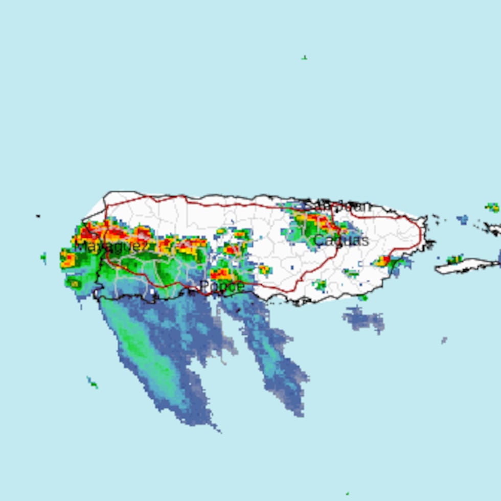 El radar Doppler detectaba fuertes lluvias sobre Puerto Rico.