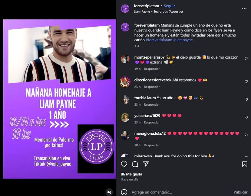 El homenaje fue organizado por el grupo "Forever LP LATAM".