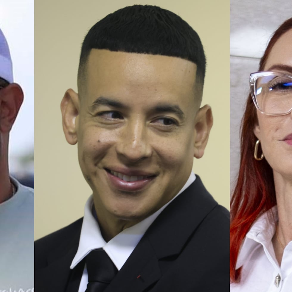 De izquierda a derecha: Raphy Pina, Daddy Yankee y Mireddys González.
