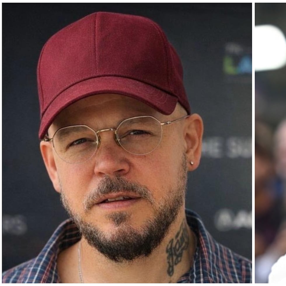 René Pérez, a la izquierda, hará su debut como director de un largometraje con la película 'Porto Rico", protagnizada por Bad Bunny, a la derecha.