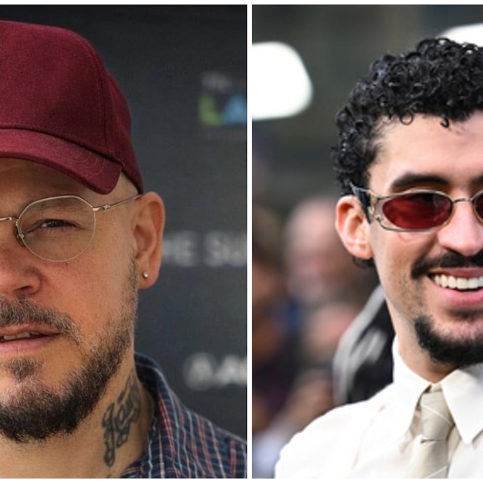 René Pérez, a la izquierda, hará su debut como director de un largometraje con la película 'Porto Rico", protagnizada por Bad Bunny, a la derecha.