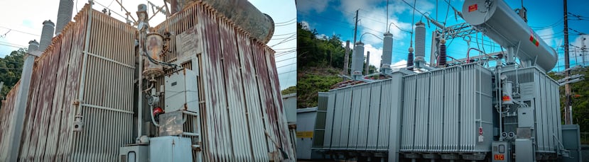 Un antes y un después: muchos de los equipos actuales acumulan entre 60 y 80 años de operación. En la foto, la actualización de uno de esos transformadores a uno más moderno.