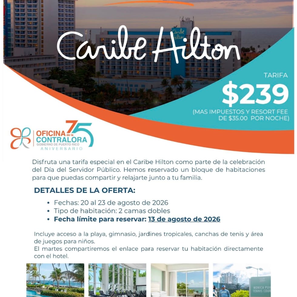 La administración de la contralora Carmen Vega Fournier organizó talleres para sus empleados con motivo de la Semana del Servidor Público y consiguió una "oferta" de estadía en el mismo hotel donde habrá un evento político de la gobernadora Jenniffer González.