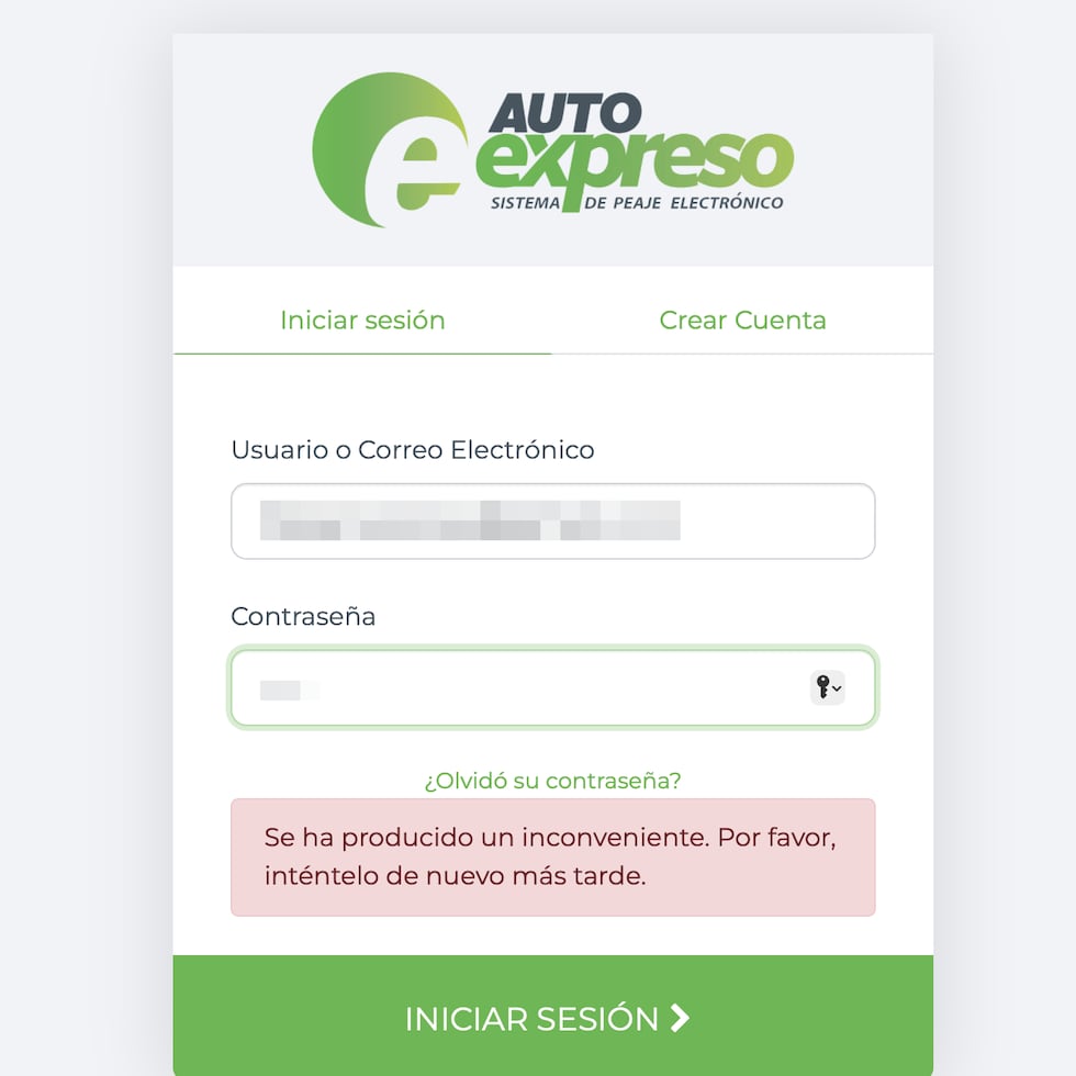 Mensaje que aparece en la página de Auto Expreso.