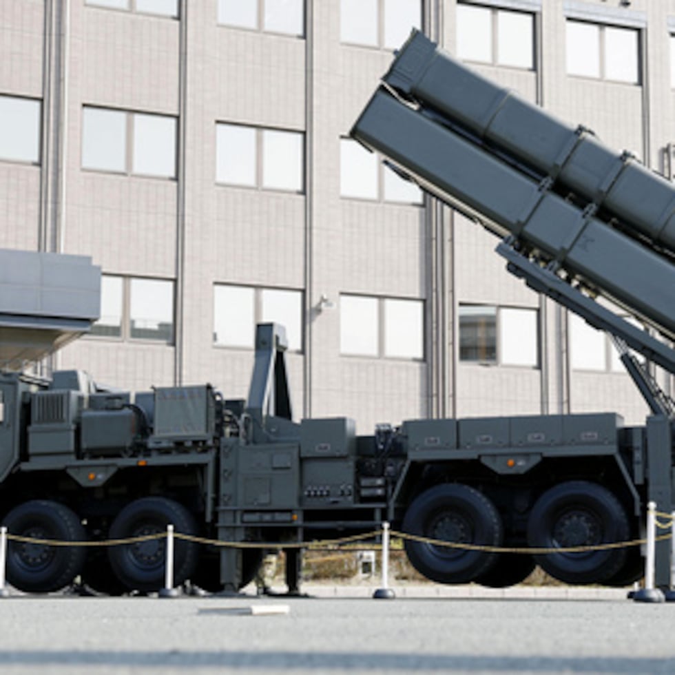 El lanzador de misiles tierra-barco Tipo-12 se muestra en el Campamento Kengun en la prefectura de Kumamoto.