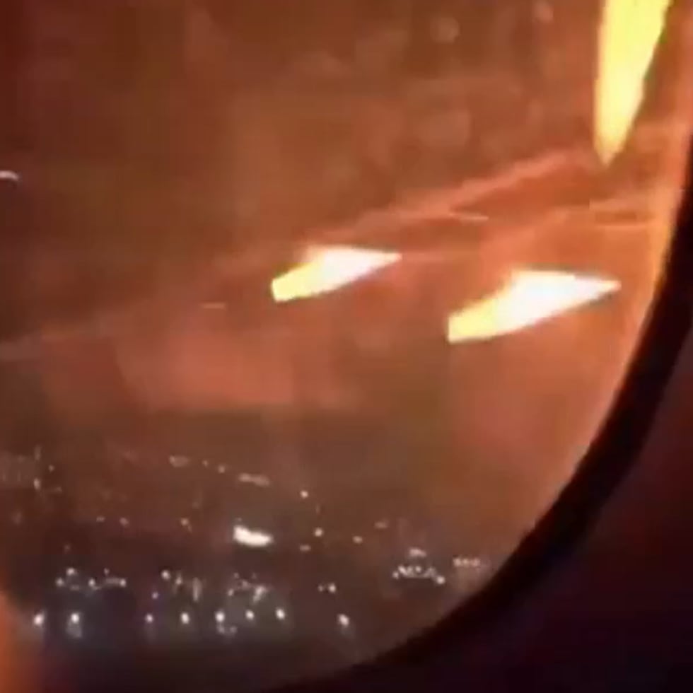 Videos grabados por los propios pasajeros y divulgados en redes sociales muestran una llamarada y chispas saliendo de una de las alas, mientras se escuchan los gritos asustados de los viajeros.