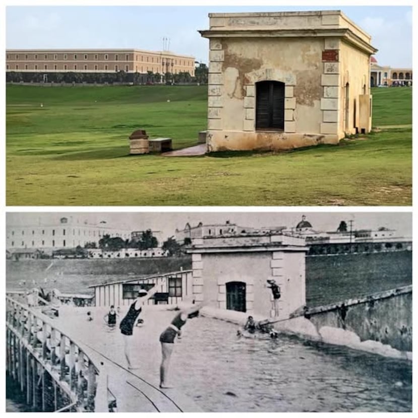 Un antes y después de la moderna piscina construida en los terrenos de El Morro y de la cual apenas queda rastro.
