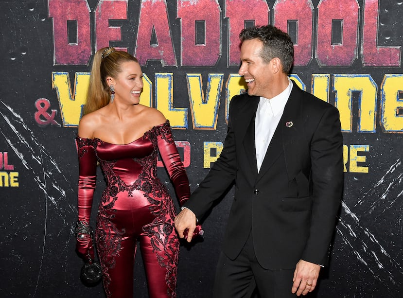 Blake Lively, a la izquierda, y Ryan Reynolds asistieron al estreno mundial de "Deadpool & Wolverine" de Marvel Studios en el Teatro David H. Koch el lunes 22 de julio de 2024, en Nueva York.