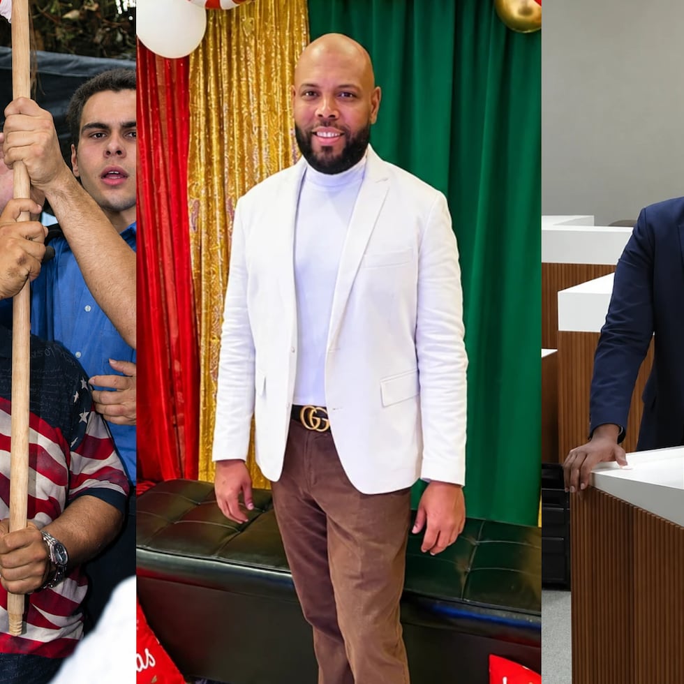 El activista político Félix Plaud de Choudens; William Rivera Sánchez, el asesino confeso; y el abogado Luis Quiñones González.