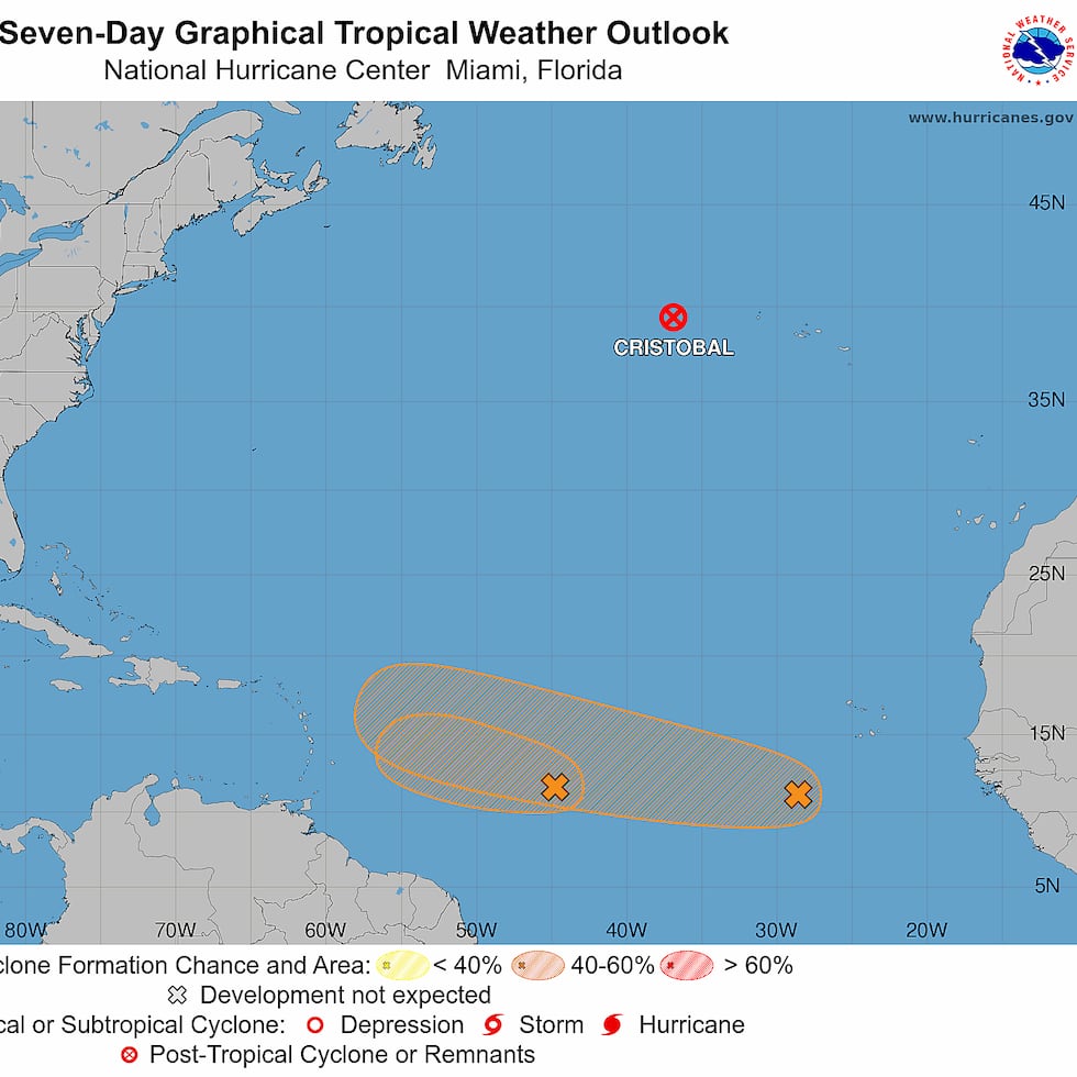 El Invest 92L se encontraba a unas 1,000 millas al este de las Antillas Menores, pero las lluvias y tormentas eléctricas asociadas al sistema se tornaron menos organizadas durante las últimas horas.