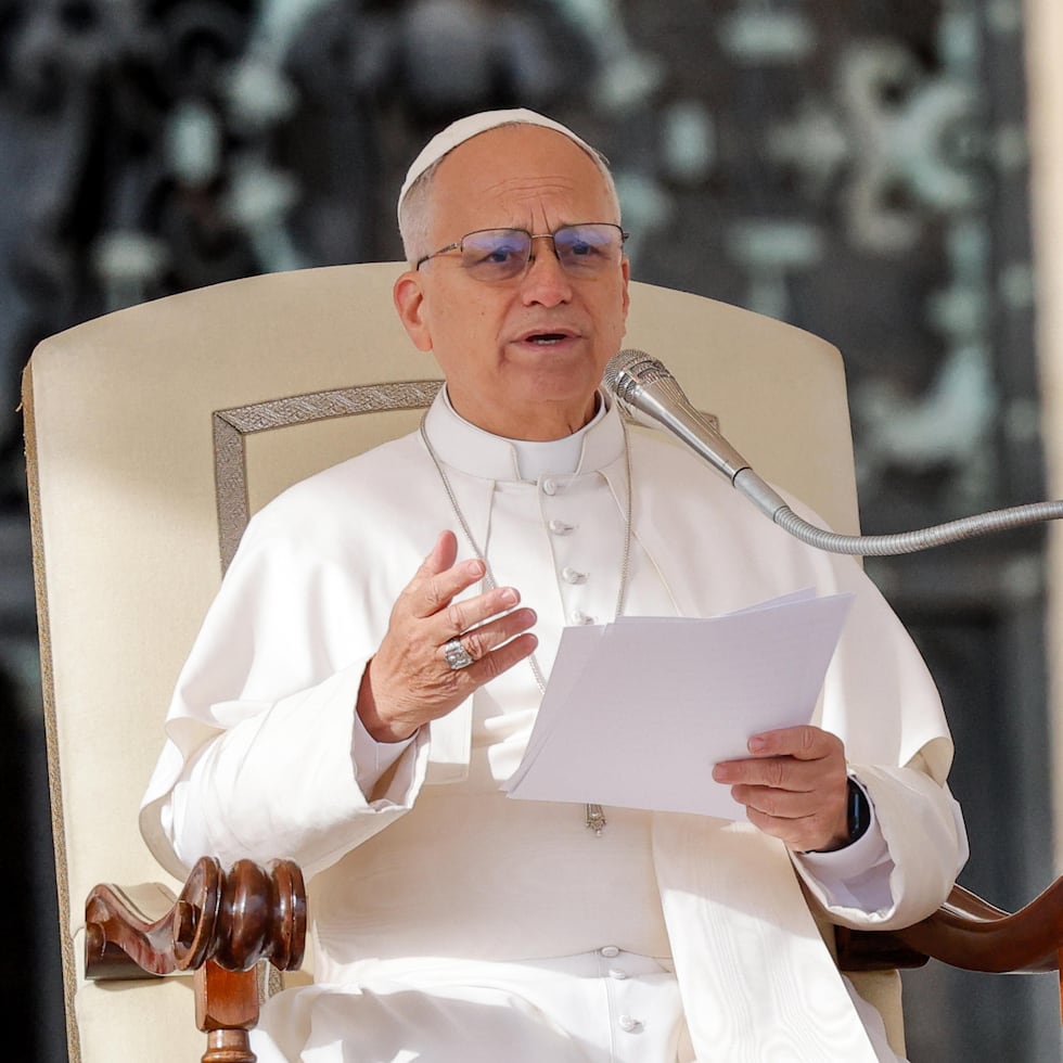 El Papa León XIV dirige la Audiencia del Jubileo en la Plaza de San Pedro, Ciudad del Vaticano, 22 de noviembre de 2025. (Papa) EFE/EPA/GIUSEPPE LAMI