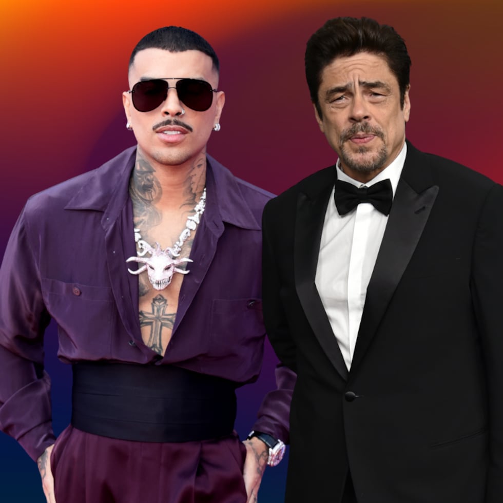 El reguetonero, Rauw Alejandro y el actor de Hollywood, Benicio del Toro.