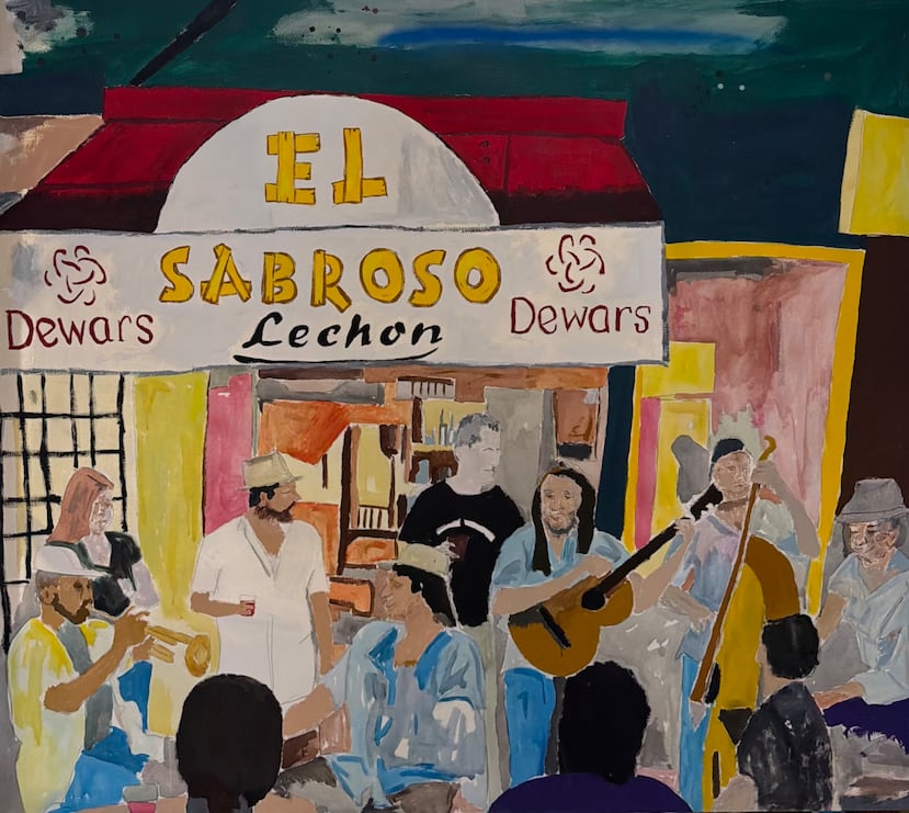 Fachadas, comercios y espacios de encuentro se convierten en protagonistas de escenas creadas por Bobby Cruz, donde la arquitectura, la música y la convivencia revelan distintas maneras de reconocerse, como es el caso de la pieza "El Sabroso".