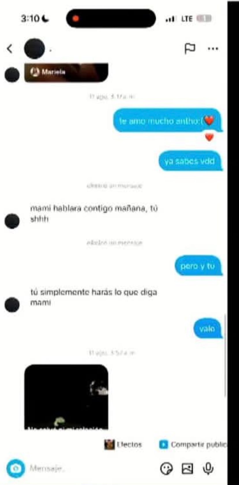 Presunta conversación entre Anthonieska Avilés Cabrera y su mejor amiga Gabriela Figueroa Arroyo.