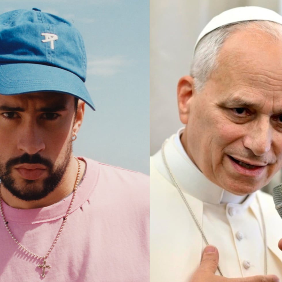 Bad Bunny, a la izquierda, y el papa León XIV, a la derecha, coincidirán en la ciudad de Madrid a principios de junio de 2026.