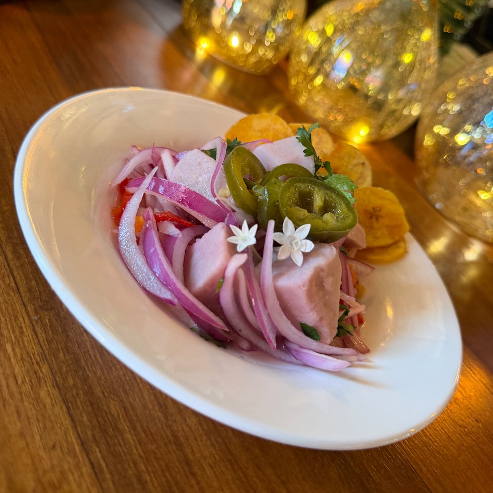 Ceviche de yautía, del restaurante La Bibliotek de la chef Marilyn López.