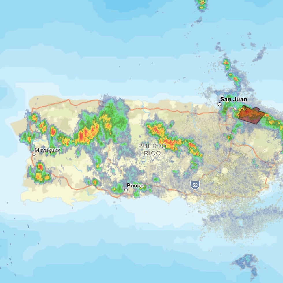 Imagen del radar del Servicio Nacional de Meteorología en San Juan.