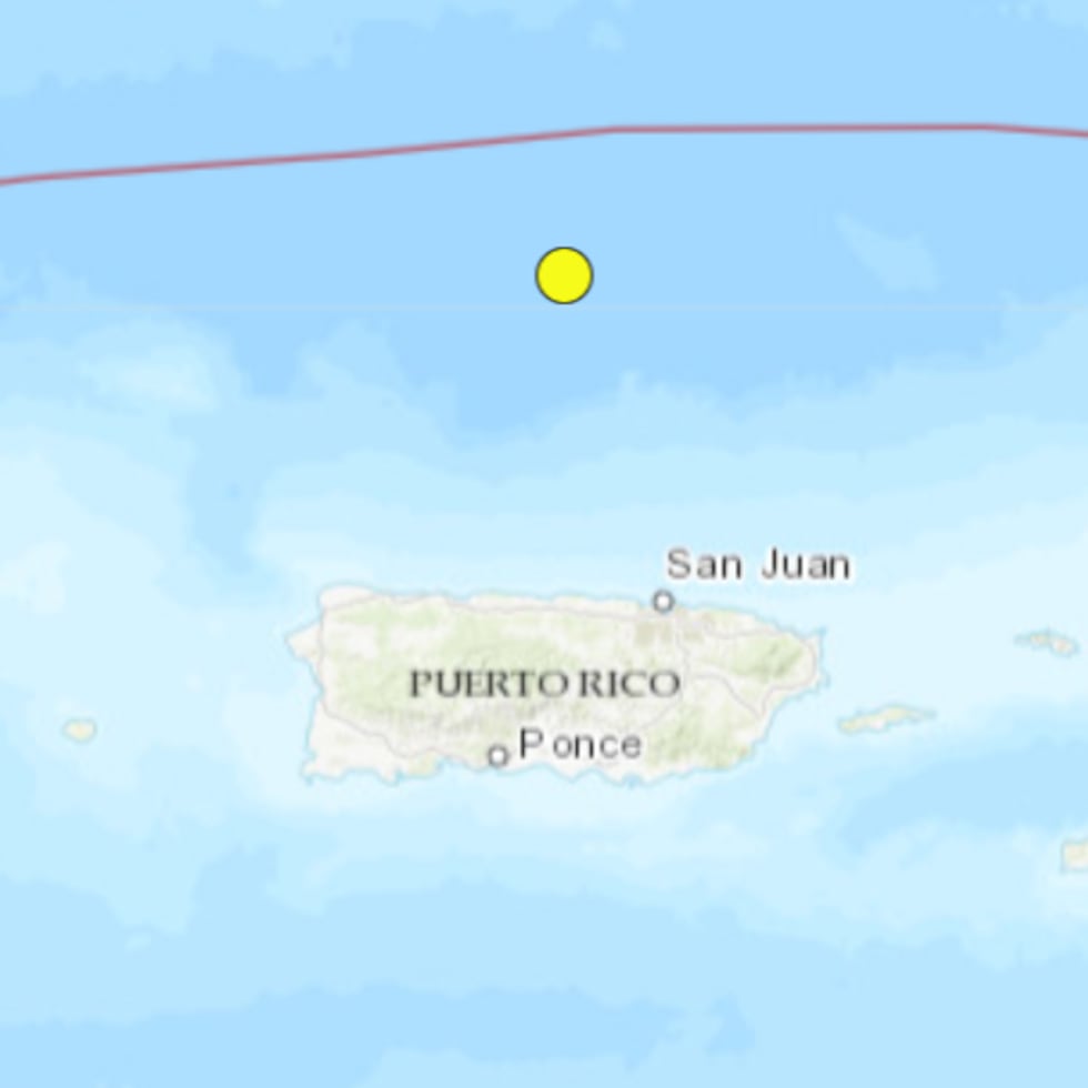 La zona donde se registró el sismo al norte de Puerto Rico.