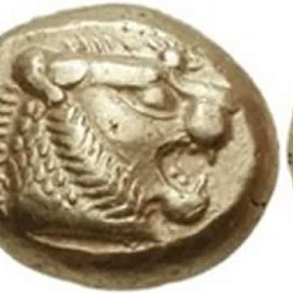 Las primeras monedas estaban hechas de electrum -una aleación natural de oro y plata-, tenían forma irregular y llevaban la cabeza de un león.