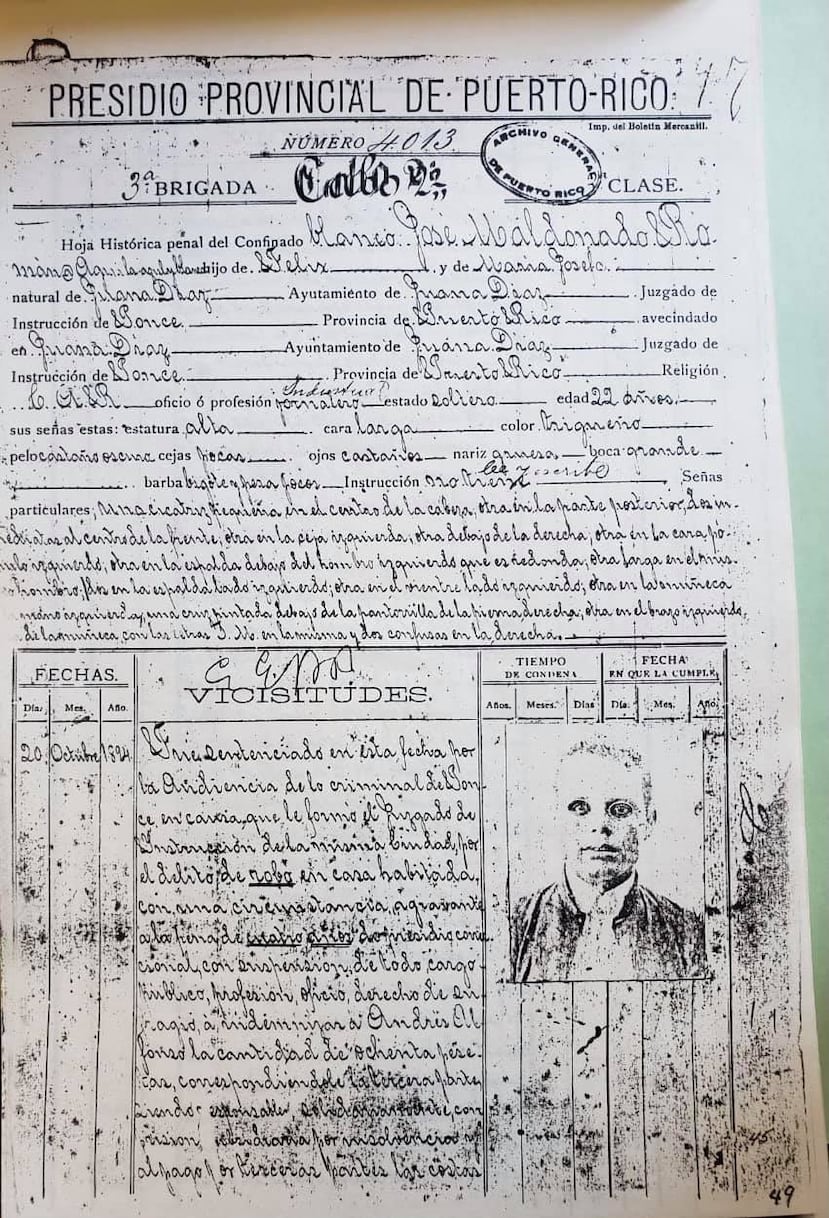Récord de Maldonado Román del Presidio Provincial de Puerto Rico.