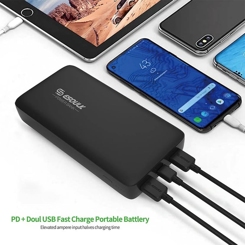 Esoulk 20,000mAh PD & Dual Fast Charge USB Power Bank
