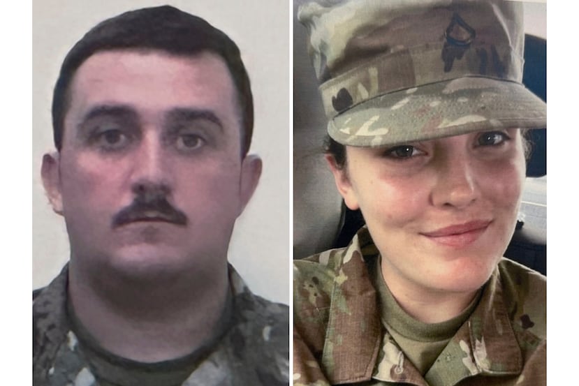 Los dos miembros de la Guardia Nacional assinados en Washington D. C. el miércoles: el sargento Andrew Wolfe y la especialista Sarah Beckstrom.