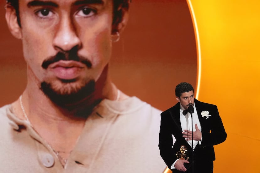 Bad Bunny accepts the award for best música urbana album for "Debí Tirar Más Fotos" during the 68th annual Grammy Awards on Sunday, Feb. 1, 2026, in Los Angeles. (AP Photo/Chris Pizzello)