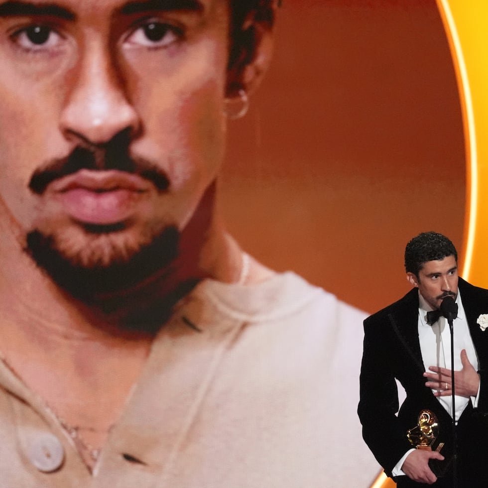 Bad Bunny accepts the award for best música urbana album for "Debí Tirar Más Fotos" during the 68th annual Grammy Awards on Sunday, Feb. 1, 2026, in Los Angeles. (AP Photo/Chris Pizzello)
