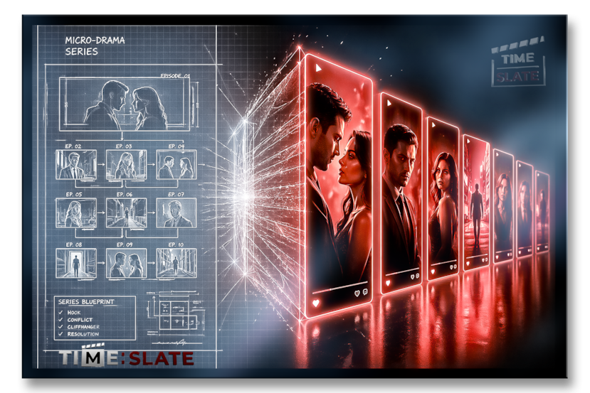 Imagen promocional de Time Slate Productions, que muestra la estructura de un piloto.