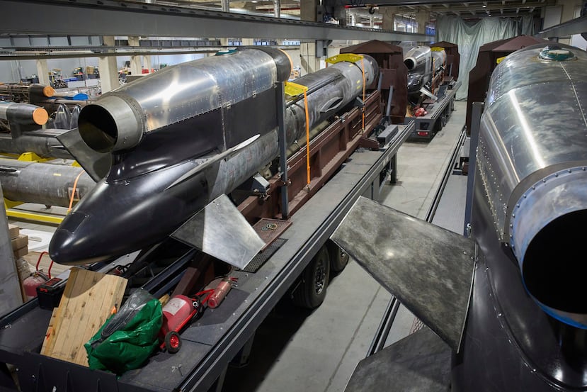 ARCHIVO - Misiles Flamingo en la fábrica secreta de Fire Point en Ucrania, 18 de agosto de 2025. (Foto AP/Efrem Lukatsky, archivo)