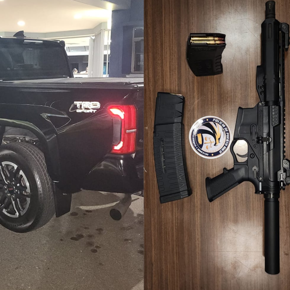 La droga y el arma fueron ocupados dentro de la guagua Toyota Tacoma.