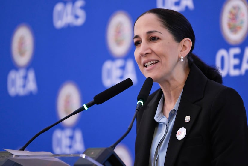 La ministra de Cultura de Panamá, María Eugenia Herrera, habla en una sesión extraordinaria del Consejo Interamericano para el Desarrollo Integral (CIDI) de la OEA este martes, en Washington (Estados Unidos). EFE/ Lenin Nolly