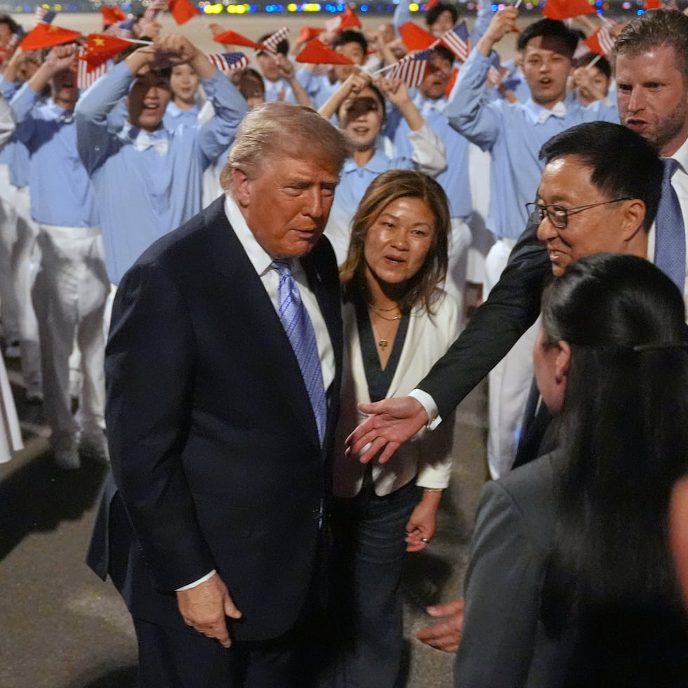 El presidente Donald Trump a su llegada al Gran Salón del Pueblo.