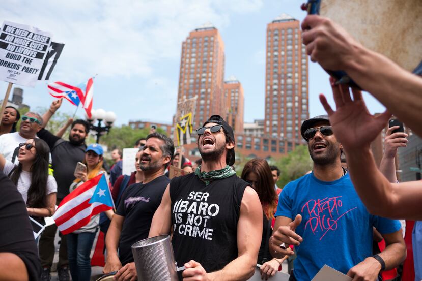 Boricuas protestaron en Nueva York para en respaldo a los reclamos de los trabajadores en el Día Internacional de los Trabajadores. (tonito.zayas@gfrmedia.com)