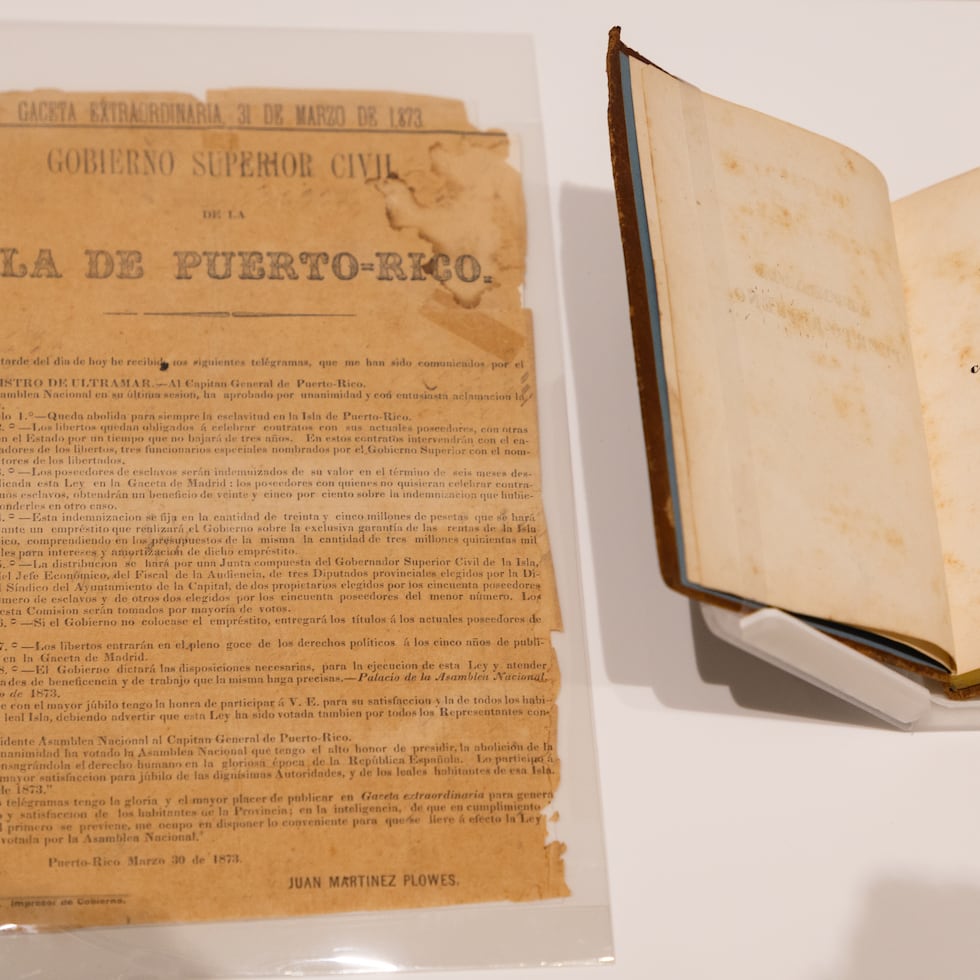 Proclama de la abolición de la esclavitud en Puerto Rico publicada en “La Gaceta Extraordinaria” el 31 de marzo de 1873. Esta proclama fue exhibida en el Museo de Arte del Recinto Universitario de Mayagüez, en 2023.