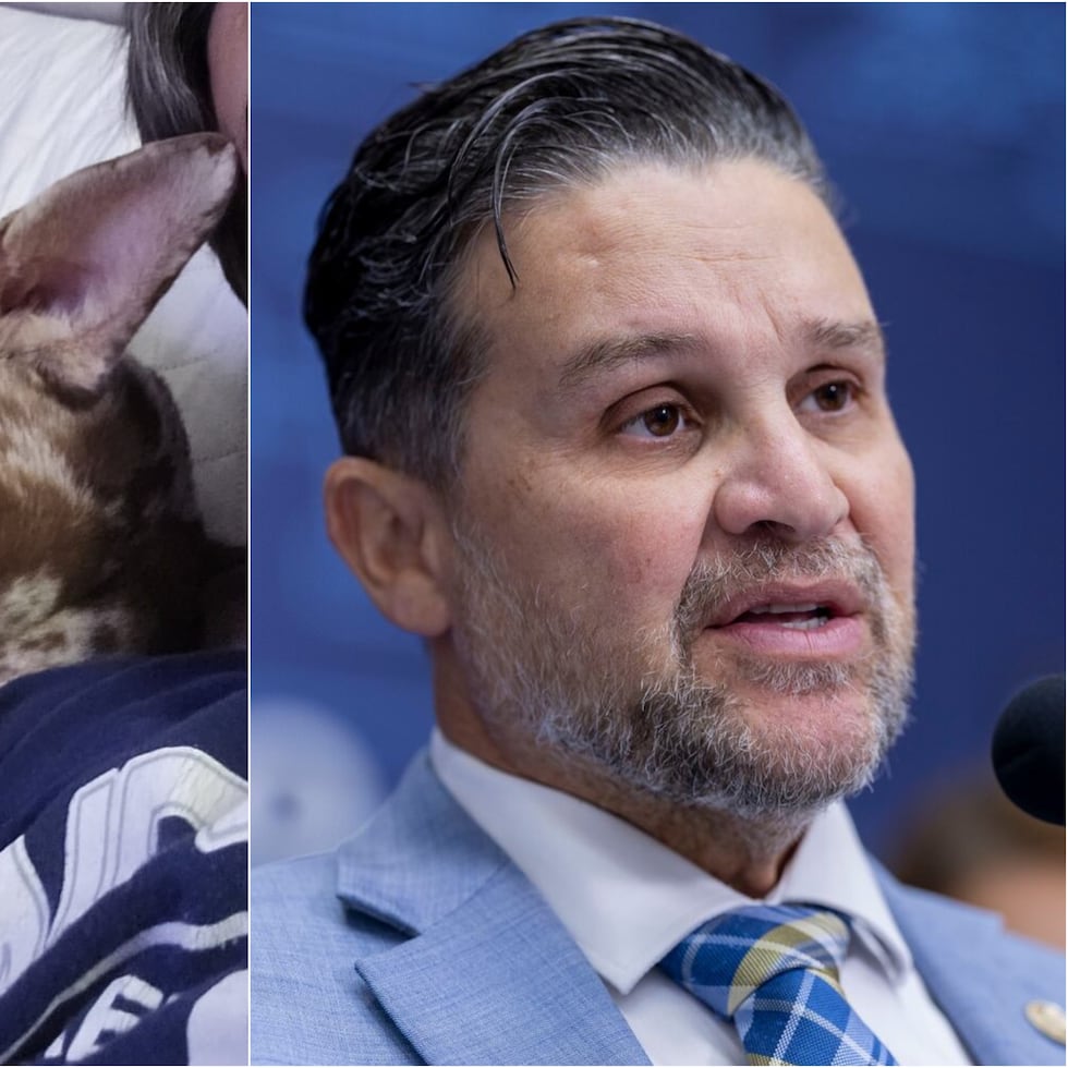El secretario del DRNA, Waldemar Quiles Pérez, junto a su perro rescatado, Pistacho.