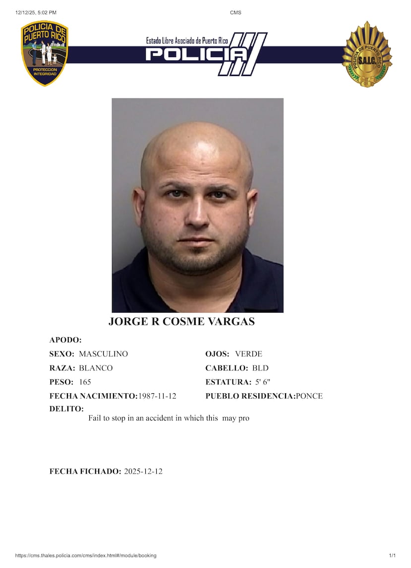 Jorge Rolando Cosme Vargas, de 38 años y residente de ese municipio, está imputado de atropellar a un motociclista y darse a la huida en hechos ocurridos el pasado 21 de abril.