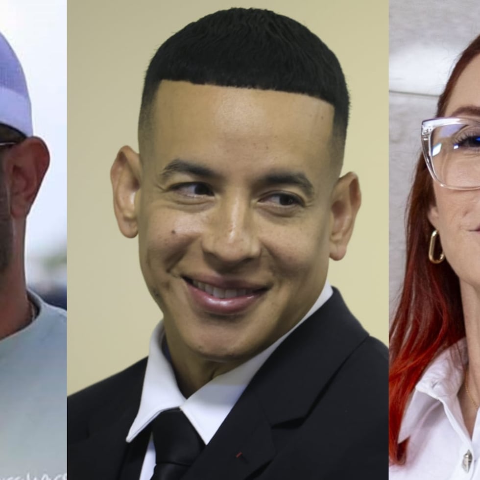 Daddy Yankee (centro) alegó en una demanda federal que su exesposa Mireddys González (der) y el productor Raphy Pina (izq) supuestamente conspiraron para desviar ganancias de producciones musicales que produjo.