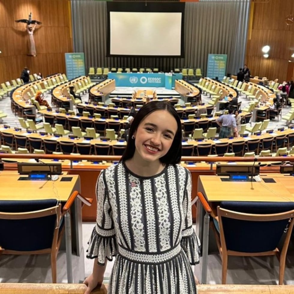 Ackerly Cedeño en la sede de las Naciones Unidas en Nueva York.