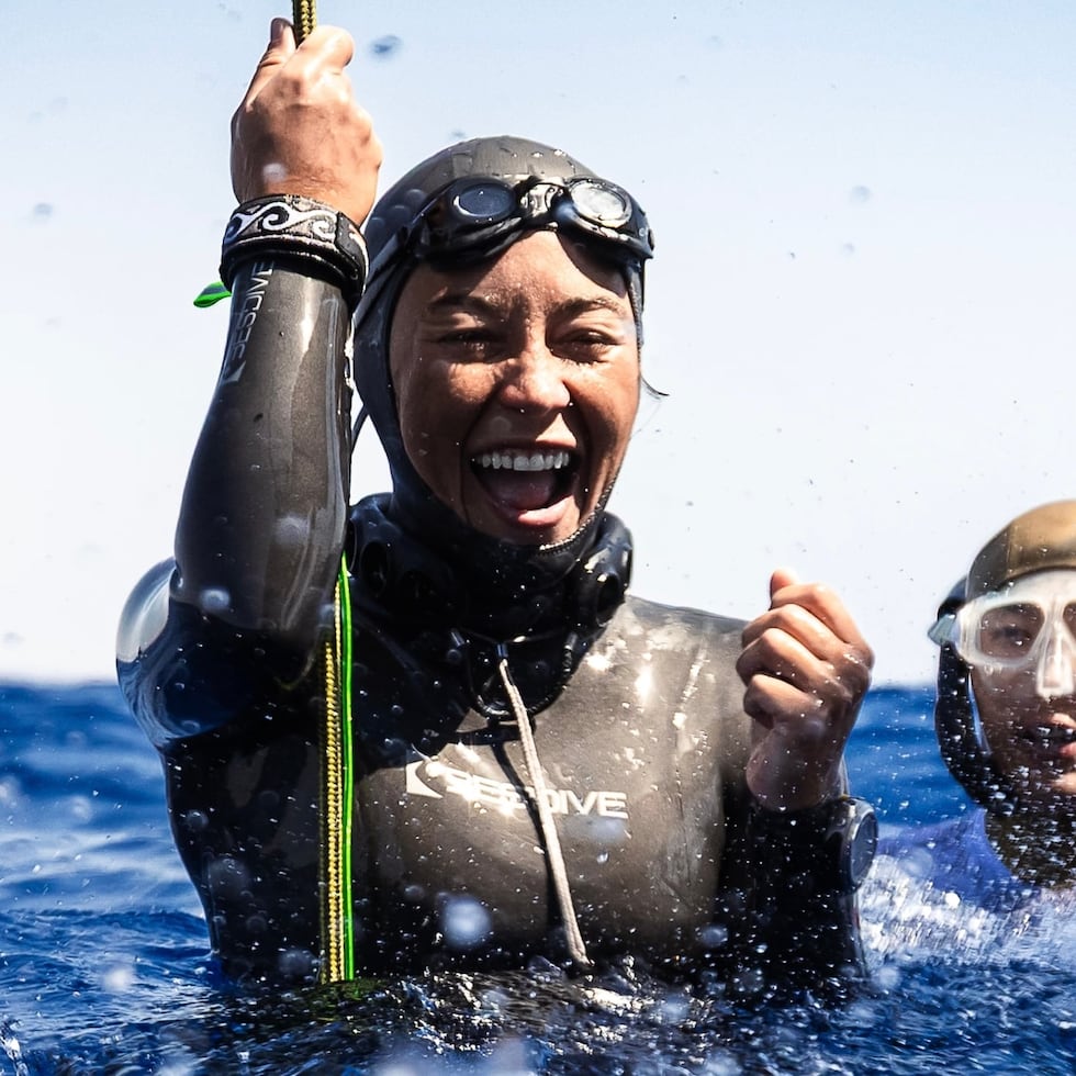 Natalia Padró celebrates one of her four national records.