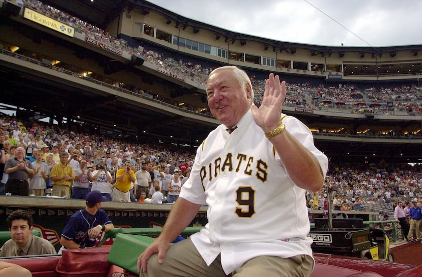 FILE - Pittsburgh Pirates Hall of Fame second baseman Bill Mazeroski makes a victory lap around PNC Park in Pittsburgh during a ceremony celebrating his induction into the hall. (AP Photo/Gene J.Puskar, File)