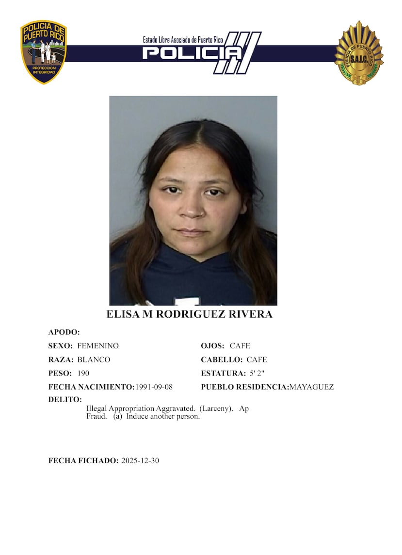 El juez Luis F. Padilla Galiano, del Tribunal de Mayagüez, había expedido una orden de arresto contra Elisa M Rodríguez Rivera, de 34 años y residente del mencionado municipio, el pasado 17 de diciembre por presuntamente mantener un esquema de fraude a través de la venta de paquetes de viajes a grupos.